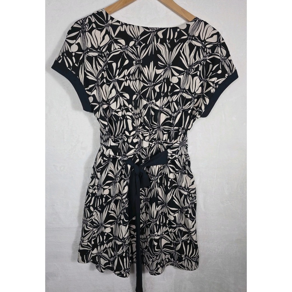 Anthropologie 9-H15 STCL XS Floral Dress Black Beige V Neck Tie Back Pockets - Picture 5 of 14